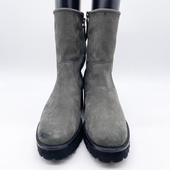 Paul Green Women's Newbury Suede Gray Leather Wedge Chunky Heeled Boots Size 7 - Picture 3 of 12